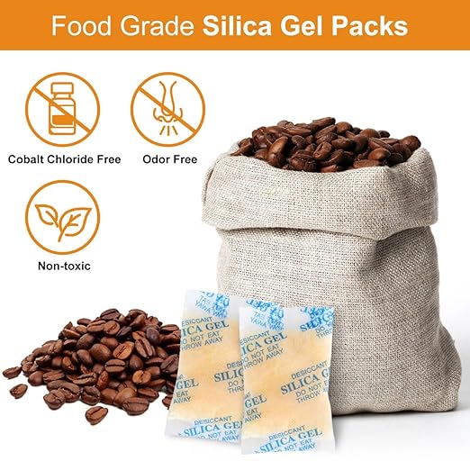 20 Pcs 50 Gram Silica Gel Packets, Fast Drying & Reusable Desiccant Packs, Non-Toxic Moisture Absorber for Food Storage, Electronics, Closet, 3D Printer, Books & Precision Instruments