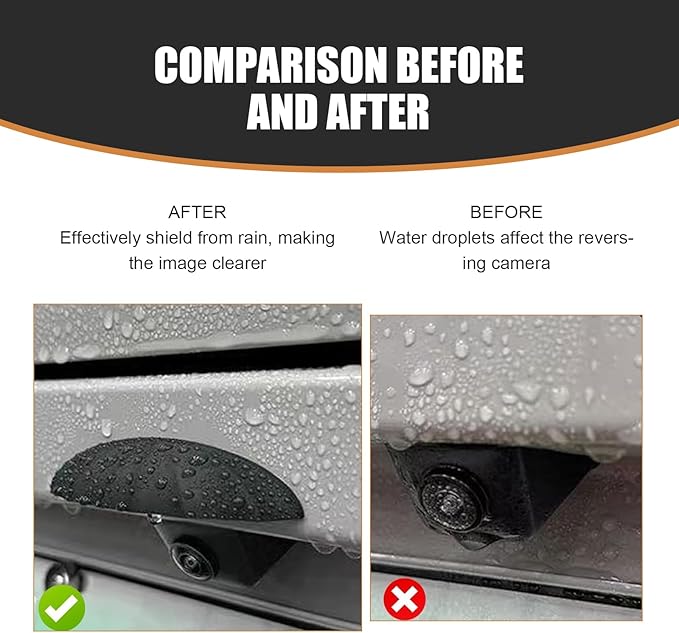 Car Rear View Camera Cover with Wider Design, Anti-rain Silicone Car Reversing Cameras Protection Cover, Reverse Cameras Rain Cover Modification Cars Exterior Accessories (Black)