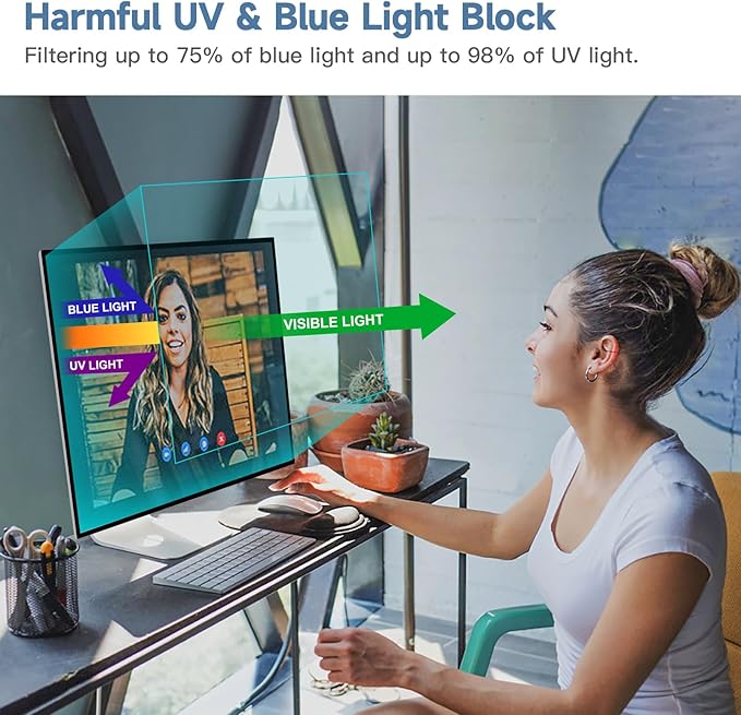 32 Inch 16:9 Monitor Blue Light Filter TV Screen Protector - Anti Glare Film Eye Protection Blue Light Blocking Screen Protector for 32” LCD, LED, OLED & QLED 4K HDTV with 16:9 Display