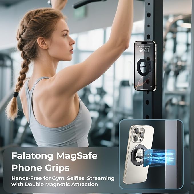 Dual-Side for Magsafe Phone Grip with Magnetic Phone Stand, Magnet Ring Holder for iPhone 17/16/15/14/13/12 Pro Max Air Series Magsafe Case, Strong Magnetic Car Mount, Gym Phone Holder