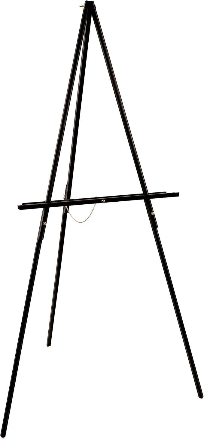 U.S. Art Supply 64" Black Wooden Easel Stand - Adjustable A-Frame Tripod for Painting, Drawing, Photos & Signs - Lightweight Easels, Wood Easel Stand for Sign Wedding Display 40" Canvas Capacity