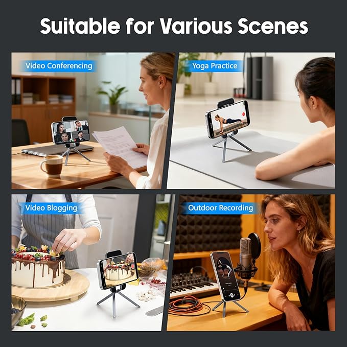 Magnetic Phone Tripod Stand Selfie Stick, MG-04 Foldable Lightweight Portable Travel Mount Holder, Compatible with MagSafe for iPhone 17 16 15 14 13 12 (No Card Slot)