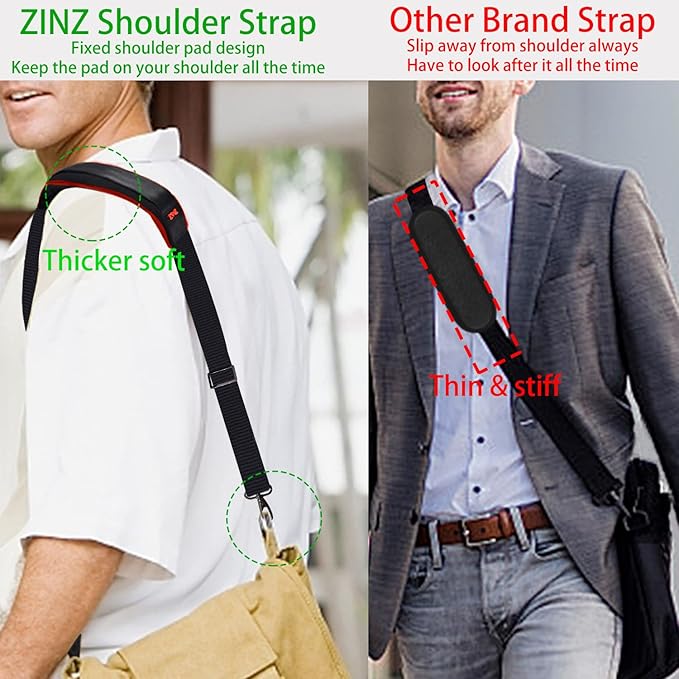ZINZ Shoulder Strap 58" Ultra-Thick Fixed Padded and Adjustable Buckles Crossbody Strap for Briefcase Laptop Bag Luggage