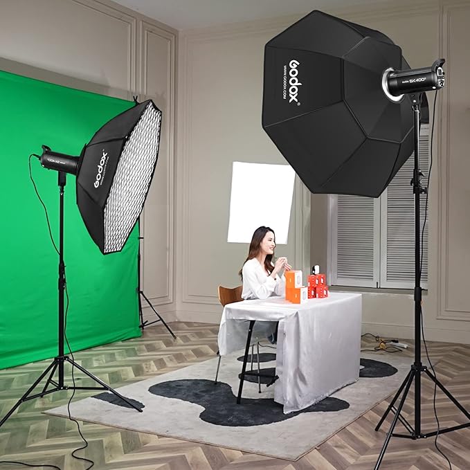 Godox FW 47inch/120cm Octagon Softbox Reflector with Honeycomb Grid and Bag for Speedlight Flash(Bowens Mount)