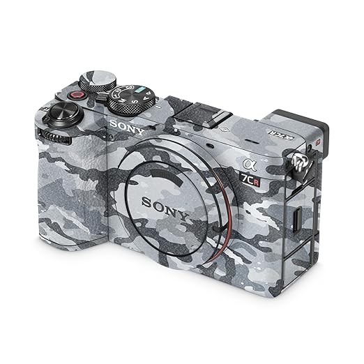Glossy Glitter Camera Skin Compatible with Sony Alpha 7CR Camera (2023) - Gray Camouflage - Premium 3M Vinyl Protective Wrap Decal Cover - Easy to Apply | Crafted in The USA by MightySkins