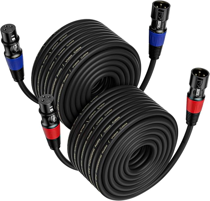 EBXYA 100 ft XLR Cable 2 Pack - 3-Pin Male to Female XLR Microphones Cables