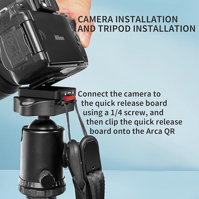 Universal Camera Quick Release Plate with Shoulder Strap Mount QR Plate, Tripod Mount Adapter, 1/4" to 3/8" Screw ，Compatible with DSLR Camera, Monopod, Stabilizer for Easy Moun t &Release