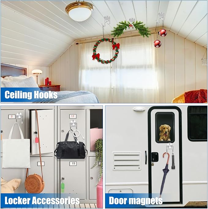 LOVIMAG Magnetic Hooks, 80lbs+ 2026 Cruise Cabin Ship Essentials Magnet Hook Heavy Duty Strong Magnets Refrigerator Fridge Hanging for Classroom Beach Vacation Kitchen Home Must Haves 5 Pcs (Silver)