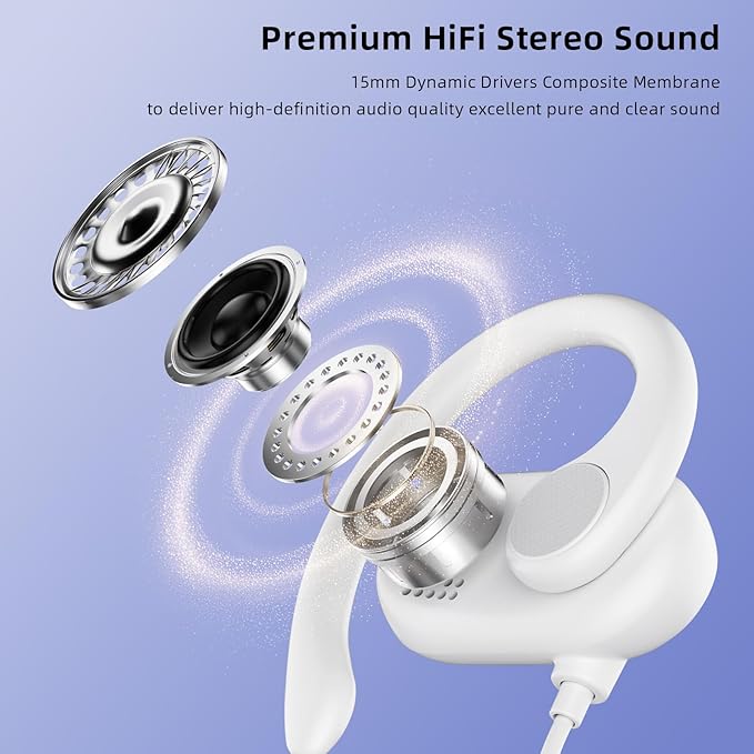APETOO USB C Open-Ear Headphones with Adjustable Earhook, Mic & Volume Control, Wired Earbuds HiFi Stereo Anti-Hurt Ear On-Ear Earphone for iPhone 17 16 15/Samsung S26 Kids School Chromebook Travel