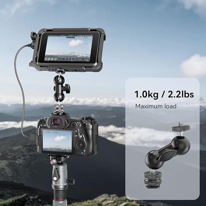SmallRig Cool Ballhead, Multi-Function Double Ball Dead Adapter with Shoe Mount & 1/4" Screw for Monitors Led Light Microphone - 1135