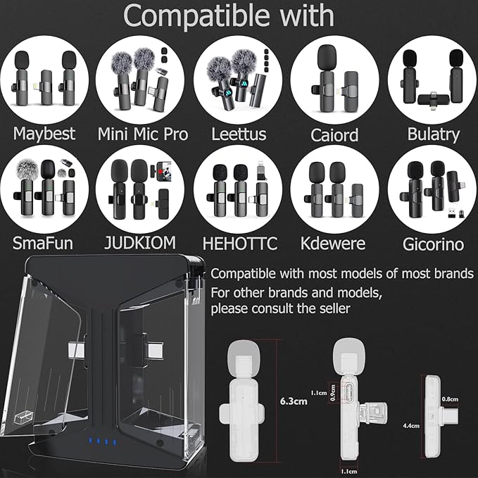 Storage and Charging Case Compatible with MAYBESTA, Leettus,Mini Mic pro,Caiord,JUDKIOM,SmaFun,HEHOTTC,Kdewere,Gicorino Wireless Mini Lavalier Lapel Microphone (Midnight)