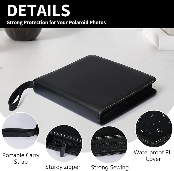 Polaroid Photo Album Book with 240 Pockets 3.5x4.25 Inch Pictures Fits for Polaroid i-Type, 600, SX-70，Go instant photos and Fujifilm Instax Wide Square Photos（Black）