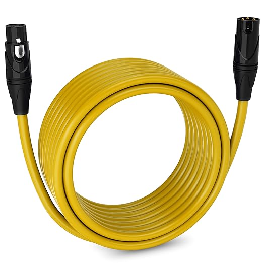 LyxPro 30 Feet XLR Microphone Cable Balanced Male to Female 3 Pin Mic Cord for Powered Speakers Audio Interface Professional Pro Audio Performance and Recording Devices - Yellow