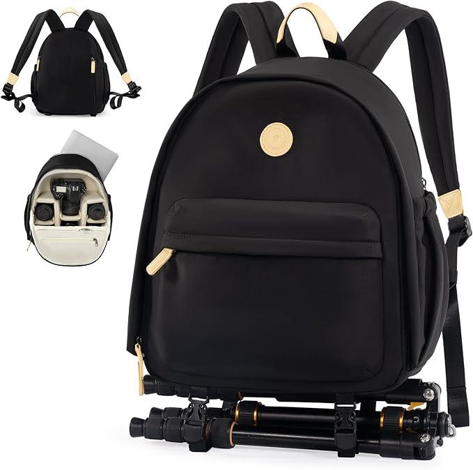 Cwatcun Camera Backpack Bag for Women, Stylish DSLR/SLR Camera Bag with Tripod Strap Laptop Compartment and Removable Dividers Lightweight Photograhy Backpack Case for Canon/Nikon/Sony Accessories