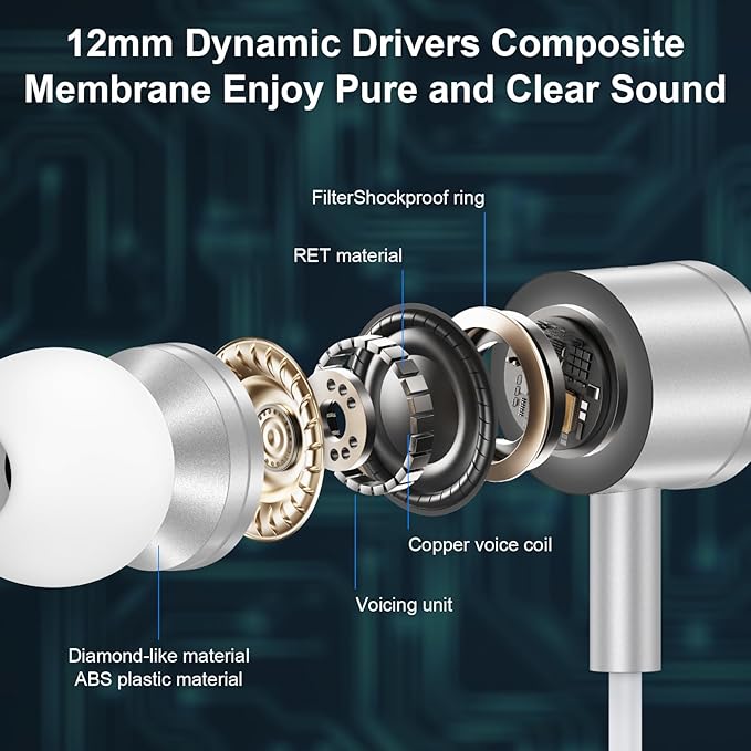 USB C Wired Earbuds for iPhone 17 16 Pro Max 16e 16 Plus 15 Pro Max 15 Plus with Microphone, Type C in-Ear Headphones for Samsung Galaxy S25 S24 Ultra, iPad,Pixel 10