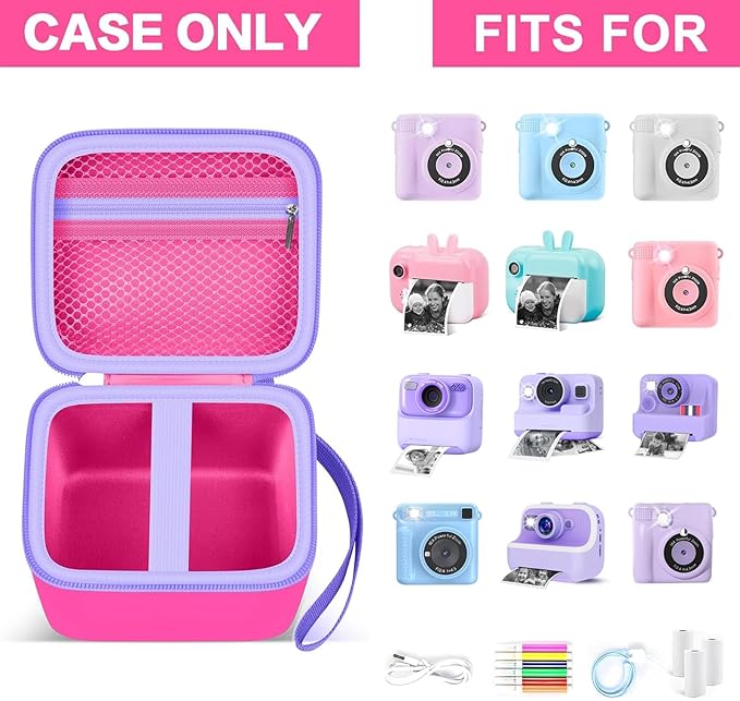 Kids Instant Print Camera Case Compatible with ESOXOFFORE for Dylanto for DUDUDRAGON for GKTZ for ETIKEZ for Dafotil for Careenoah for Aasonida Digital Video Prints Paper Bag (Box Only) Bright Pink