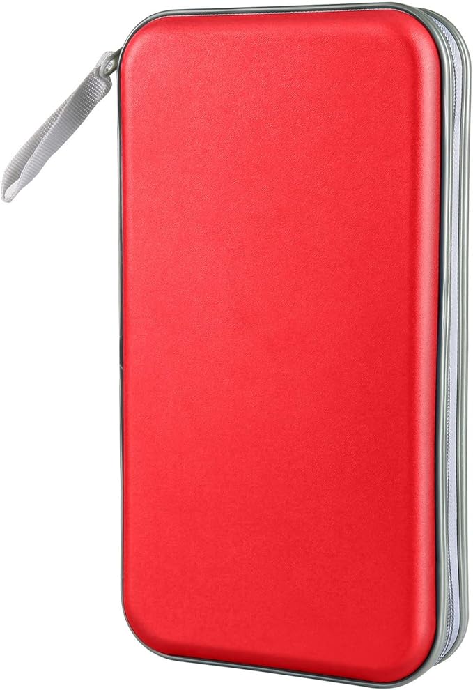 CD Case Holder, 80 Capacity CD/DVD Case Holders Wallet Hard Plastic CD DVD Disc Cases Storage Binder for Car Home Office Travel (Red)