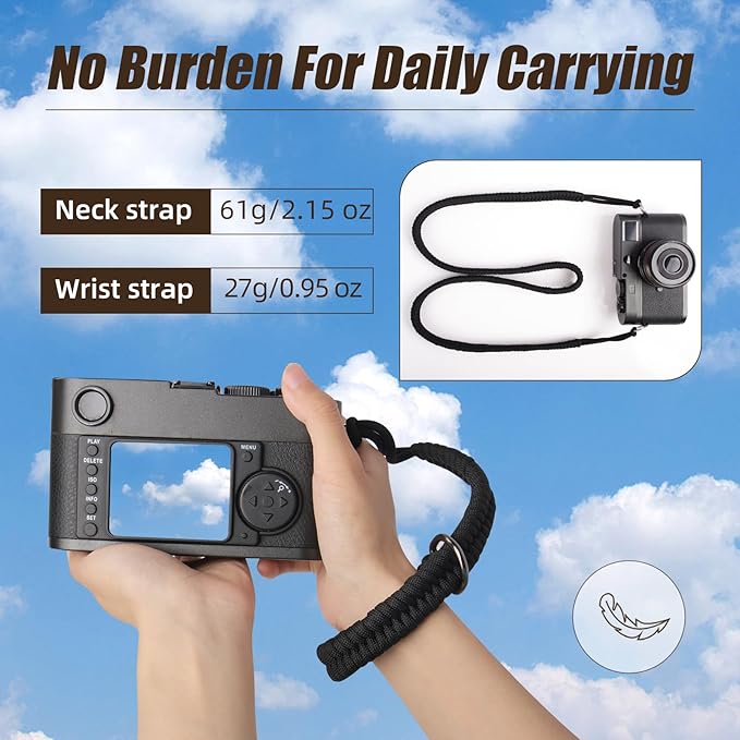 ARVOK 2 Pack Camera Strap with Camera Wrist Strap, 110cm Climbing Rope Camera Strap, Camera Neck Shoulder Strap for Nikon Canon Sony Fuji Micro Single and SLR DSLR Camera