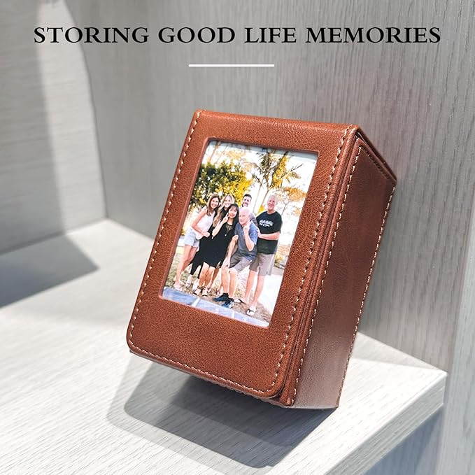 WOGOZAN Mini Picture Holder Case for Fujifilm Instax Mini 12/11/99/90/EVO Camera 2.15x3.4 Inches Film Accessories Photo Pouch Protection Case Can Hold 50+ Films (Oil Brown)