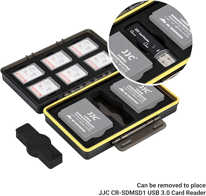 Fujifilm NP-W126 NP-W126S Camera Battery Memory Card Storage Case Holder for 6 SD Card + 2 Slots Battery, Fuji Camera Battery Box on X100VI X-T3 X-T30 X-T100 X100F X-A10 X-Pro2 X-Pro1 X-T2 X-T1 X-T20
