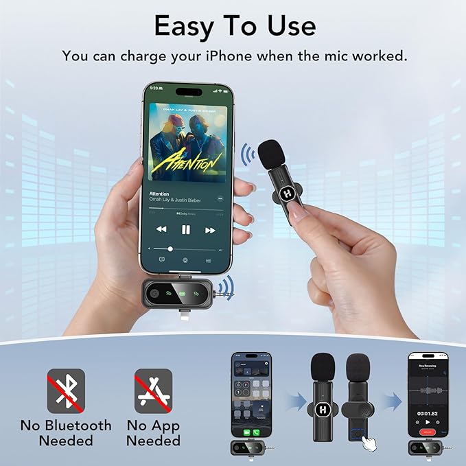 3 in 1 Mini Wireless Lavalier Microphone for All Devices (iOS, Andriod, Camera, PC) - Noise Reduction Lapel Mic for Recording, Clip on Omni Lav Mic for Video Recording, Tiktok, YouTube, Vlog