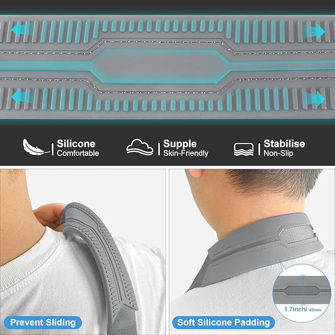 FIEIL Camera Shoulder Strap with Quick Release Plate, 1.5''Wide Universal Camera Neck Strap, Smooth and sturdy, Equipped with Comfortable Silicone Shoulder Pad for Photographers(Silver Gray)