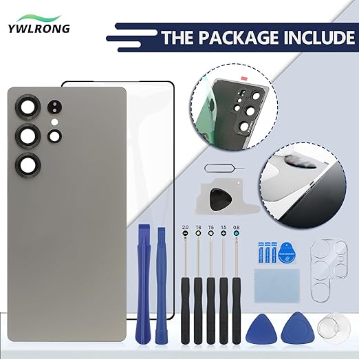 for Samsung Galaxy S25 Ultra Back Glass Replacement for Samsung S25 Ultra SM-S938U Rear Glass Replacement Battery Cover Housing Door Accessories Parts with Repair Tools(Titanium Gray)