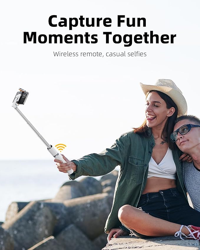 TODI 63" Phone Tripod, Extendable Selfie Stick with Wireless Remote and Phone Holder, Portable All-in-1 Cell Phone Tripod Stand for Video Recording, Compatible with iPhone/Android (White) (Pack of 2)