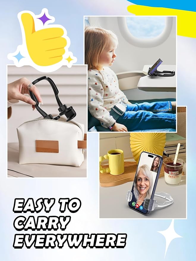 Easter Basket Stuffers for Kids Teen Boys Girls Cell Phone Stand - 2 Pack Thumbs Up Lazy Phone Holder for Desk Birthday Easter Gifts for Adults Women Men (Black & Transparent, 2)