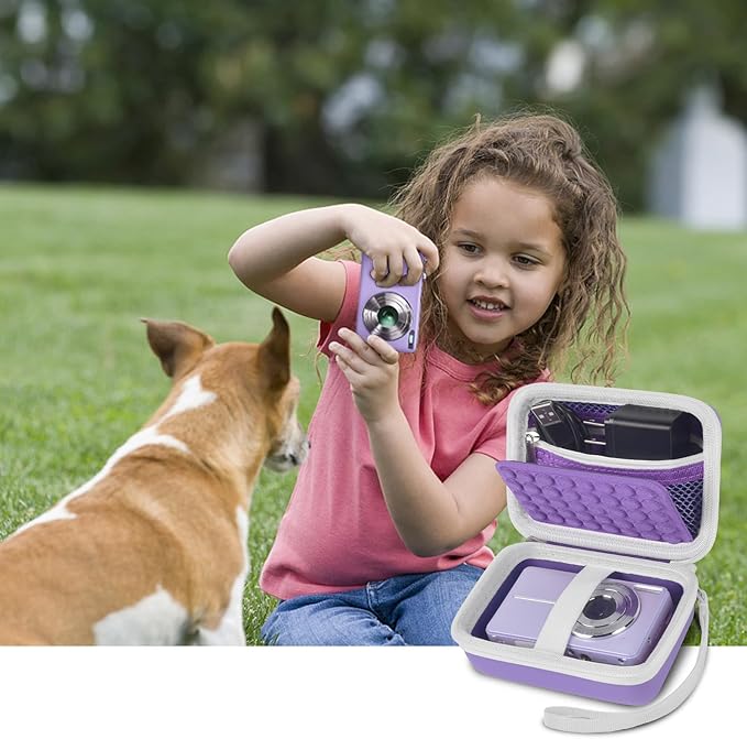 Boobowl Digital Camera Case Compatible with CAMKORY/for Lecnippy/for Lecran/for KODAK PIXPRO/for Qumcou/for WONNIE Point & Shoot Cameras, Small Compact Camera Pouch for SD Card Accessories (Purple)
