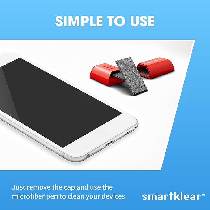 CarbonKlean SmartKlear Smart Phone Screen Cleaner - Compatible with iPhones, Androids, and More - Cleaner With Carbon Microfiber Tech - Injected Red - 1 Count