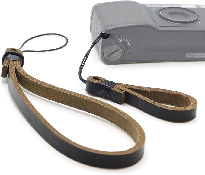 Genuine Leather Camera Wrist Strap for Fujifilm X100VI, Ricoh GR III - Hand Strap & Finger Loop Set (2-Pack) - Handmade Anti-Scratch Micro-Cord Lanyard for Compact Cameras