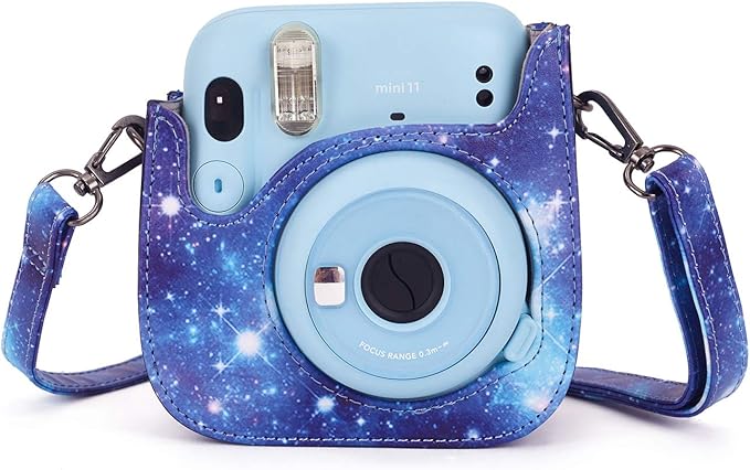 Phetium Instant mini 12 Camera Protective Case Compatible with Instax Mini 12 11,PU Leather Bag with Pocket and Adjustable Shoulder Strap (Starry Purple)