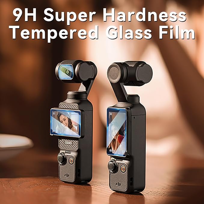 2 Lens Protector + 2 LCD Screen Protector for DJI Osmo Pocket 3,Ultra Clear Scratch Resistant Tempered Glass Film,9H Hardness,Touch Sensitive for DJI Pocket3