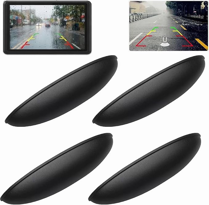 Rear View Backup Camera Cover, Car Rear Camera Rain Cover, Backup Camera Cover for Rain Car, Anti-Rain Reversing Cameras Protection, Universal Abs Rain Shield for Most Cars (Black*4pcs)