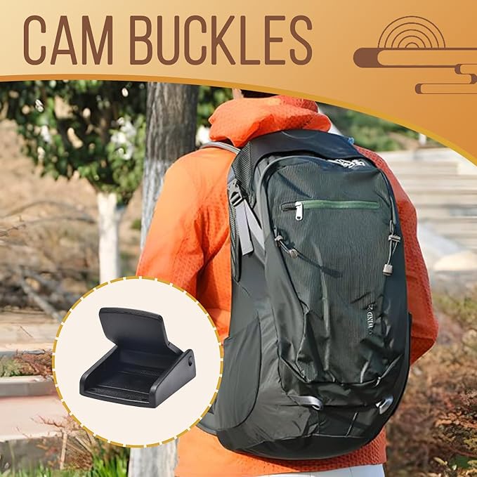CooBigo 5pcs Webbing Cam Buckles Plastic Black Toggle Clip Backpack Straps