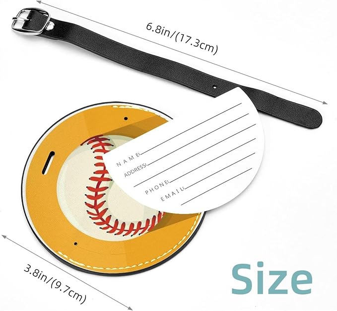 2 Pack Baseball Ball Background Luggage Tags for Suitcase, Luggage Tag with ID Privacy Cover for Suitcase Travel Bag