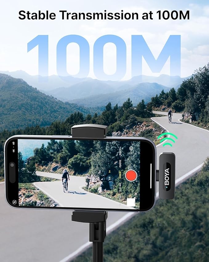 BOYA V3 Combo Wireless Microphone for iPhone/Andriod/PC/Laptop with USB-C/Lightning Port, 36H Battery Life with Charging Case, Noise Canceling Lapel Microphone Wireless Mini Mic for Video Recording