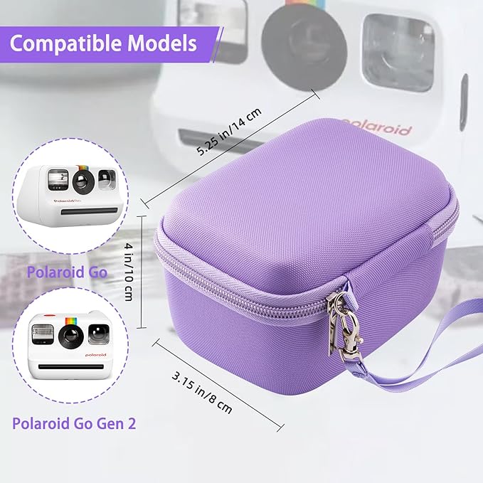 Hard Portable Case Compatible with Polaroid Go 9035 for Generation 2 Instant Print Camera, Film Cameras Storage with Mesh Pocket for Color Films (case only) (Purple)