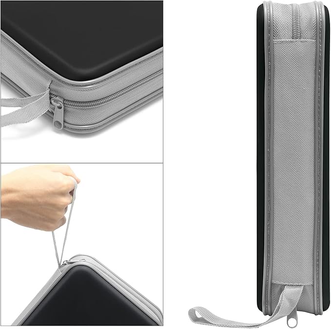 Siveit CD Case, DVD Case Holder 96 Capacity Hard Plastic CD DVD Disc Cases Storage Binder Wallet for Car Home Office Travel (Black)