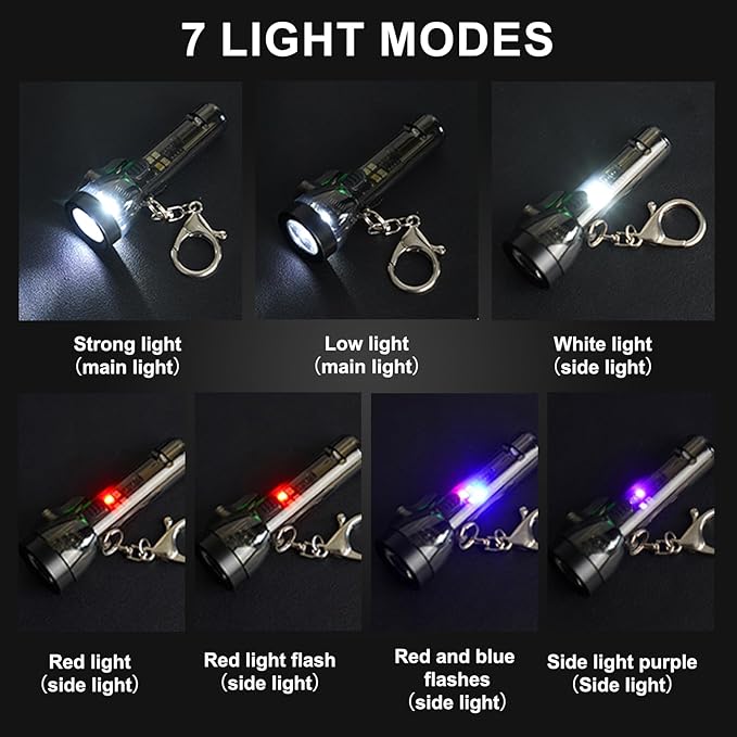 Keychain Flashlight, EDC Flashlight, 80 Lumens Rechargeable Mini Flashlights with USB Cable, Small Flashlights Waterproof for Camping Work and Emergencies