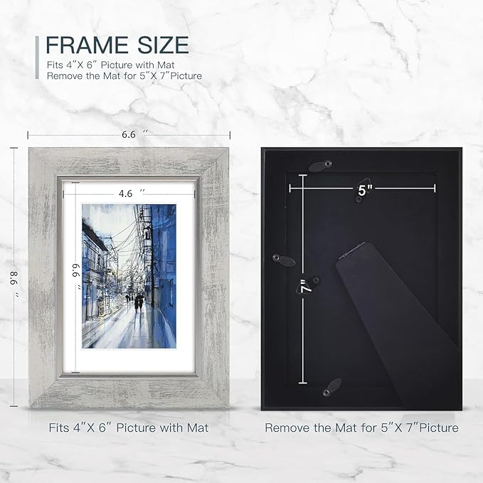 XUANLUO 5x7 Picture Frames Set of 4 Rustic Retro Photo Frame with HD Plastic Cover for Wall Mount and Tabletop Display Family Friends Wedding Gift