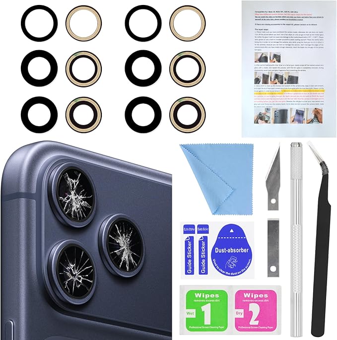 for ASDAWN Back Rear Camera Lens Glass Replacement for iPhone 17 Pro Max and 17 Pro Camera Glass Lens Replacement with Pre-Installed Adhesive + Repair Tool Kit + Installation Manual