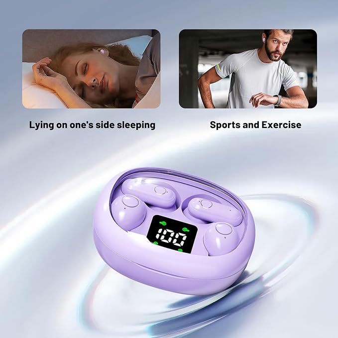Wireless Bluetooth Headset，Tiny Size Invisible Earbuds，Sleep and Sports Earphones Set, 2 Pairs, Mini and Short Handle Design，for Work Sport Sleeping ﻿ ﻿ (Khaki)
