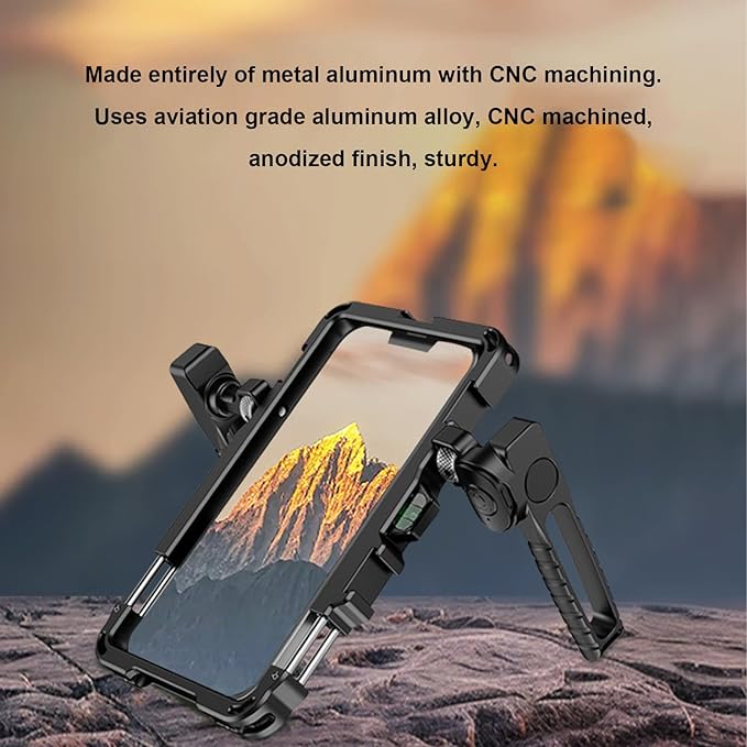 VBESTLIFE Smartphone Video Rig with Handle, Filmmaking Case Aluminum Alloy Phone Video Stabilizer Grip Tripod Mount with Cold Shoe for 14 to 16.2cm Phone