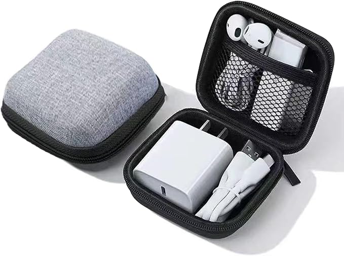 Charger Case,Mini Cable Organizer Cases,Pouch Case Bag,Small Charger Organizer,Waterproof Travel Storage Carrying Bag for USB Drives,Power Adapter,Earphones,Cords etc,Single Layer,Gray