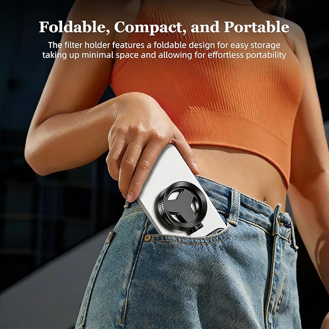Magnetic CPL Filter for iPhone, 52mm Foldable Polarizing Filter Lens, Quick Mount Anti-Glare Phone Camera Filter, Reduces Reflections, Enhances Color (2Pcs)