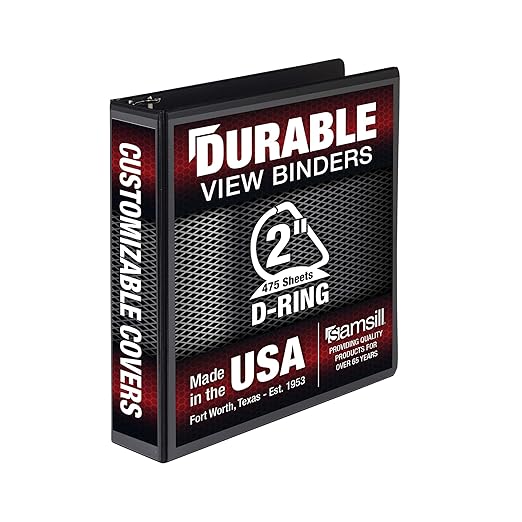 Samsill Durable 2 inch 3 Ring Binder, Made in USA, D Ring Binder, FSC 100% Recycled Chipboard, Black