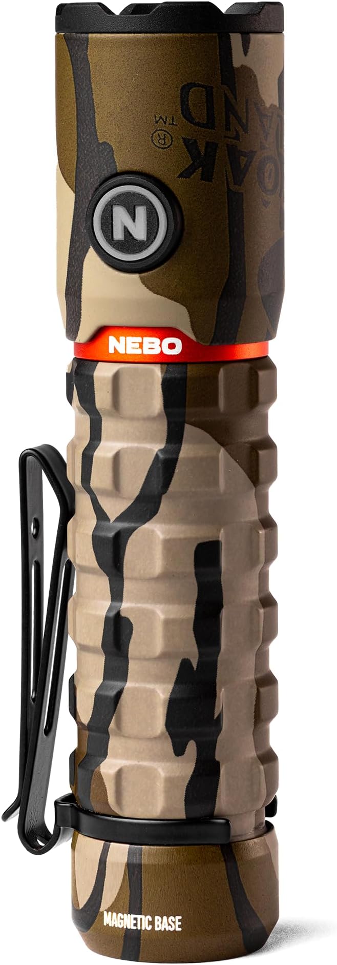 NEBO Torchy 2K Rechargeable Pocket Flashlight | 2000 Lumens, 5 Light Modes, Magnetic Base & Steel Clip, Water Resistant, LED Mini Flashlight for EDC & Camping, Includes Charging Cable - Mossy Oak Camo
