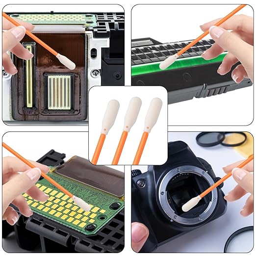 (100 Pcs) 3.66 inch Foam Swab Cleaning Swab Foam Tips Sponge Stick for Inkjet Printer Print Head Camera Optical Lens Optical Equipment (Orange)